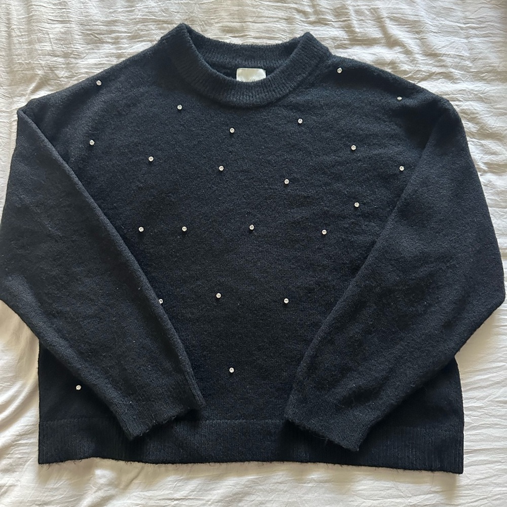 H&M Black Sweater with rhinestone Details